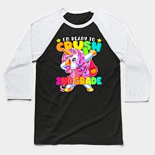 Crush 2Nd Grade Dabbing Unicorn Back To School Girls Baseball T-Shirt